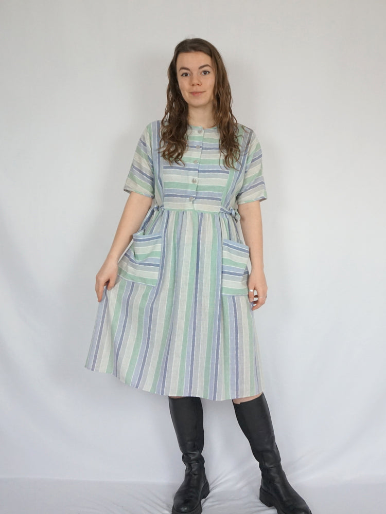 Side Tie Striped Summer Dress - S