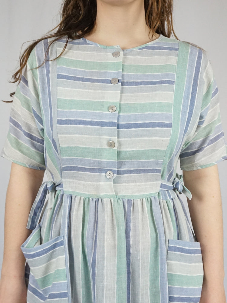 Side Tie Striped Summer Dress - S