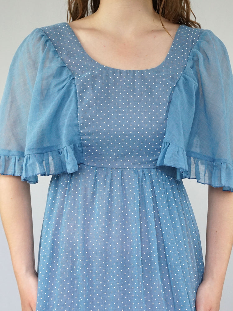 Polka Dot Tiered Maxi Dress - XS