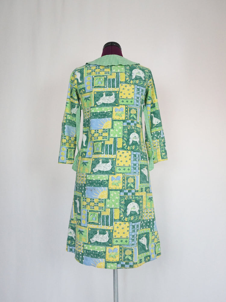 Spring Animal Patchwork Cotton Dress - XS