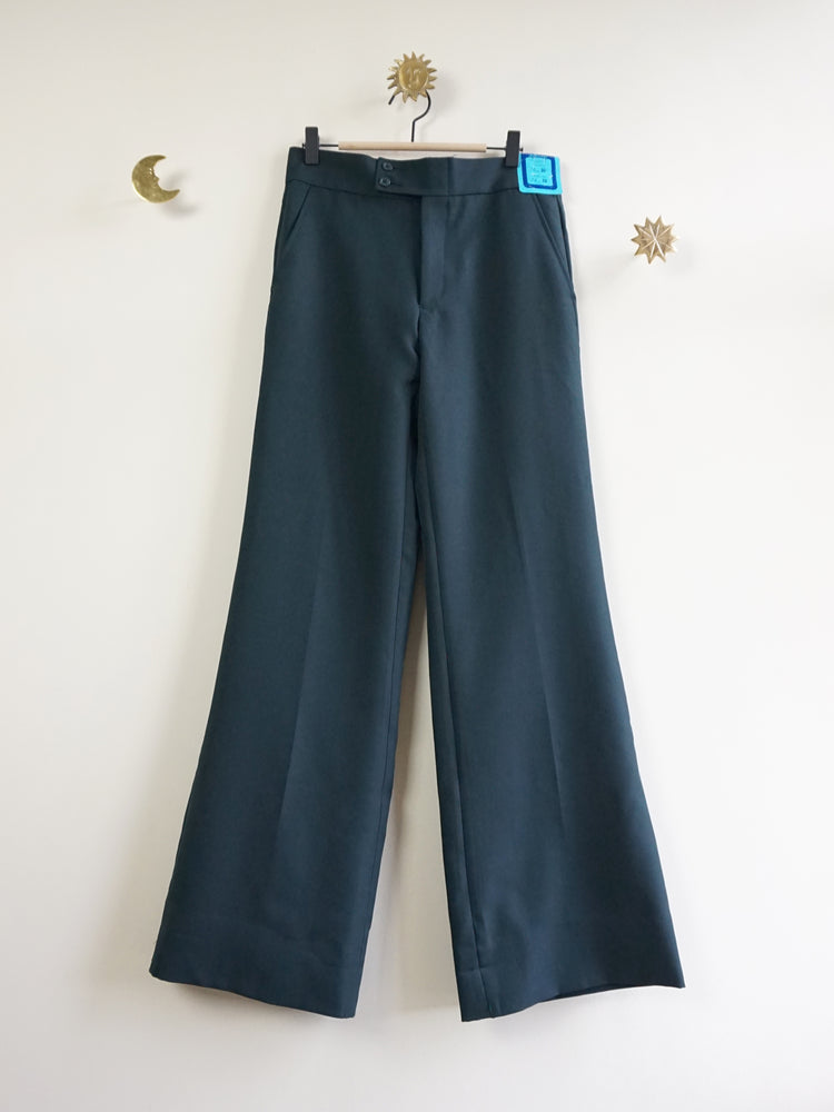 70s Bottle Green Mid Rise Flares - 30"