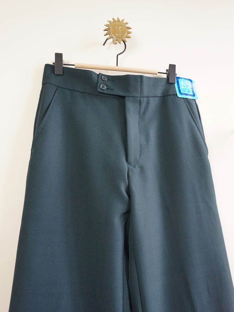 70s Bottle Green Mid Rise Flares - 30"