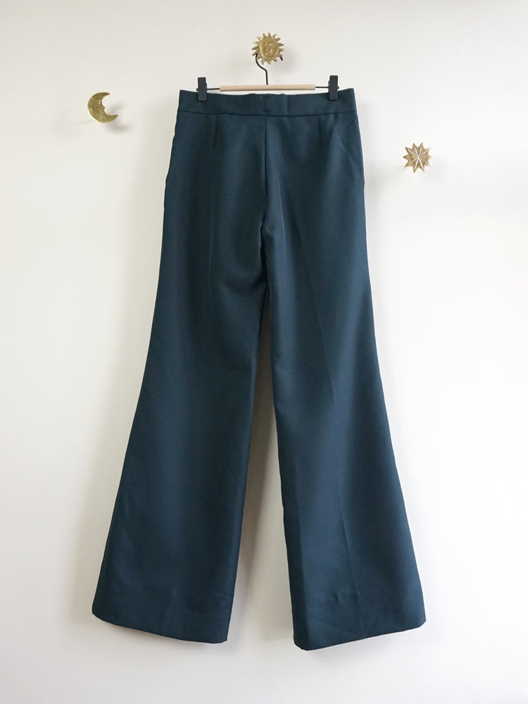 70s Bottle Green Mid Rise Flares - 30"