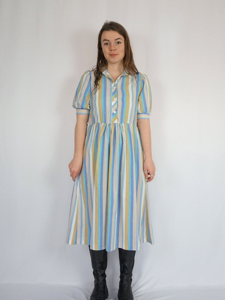 Colourful Striped Midi Dress - S