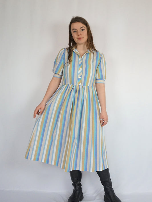 Colourful Striped Midi Dress - S