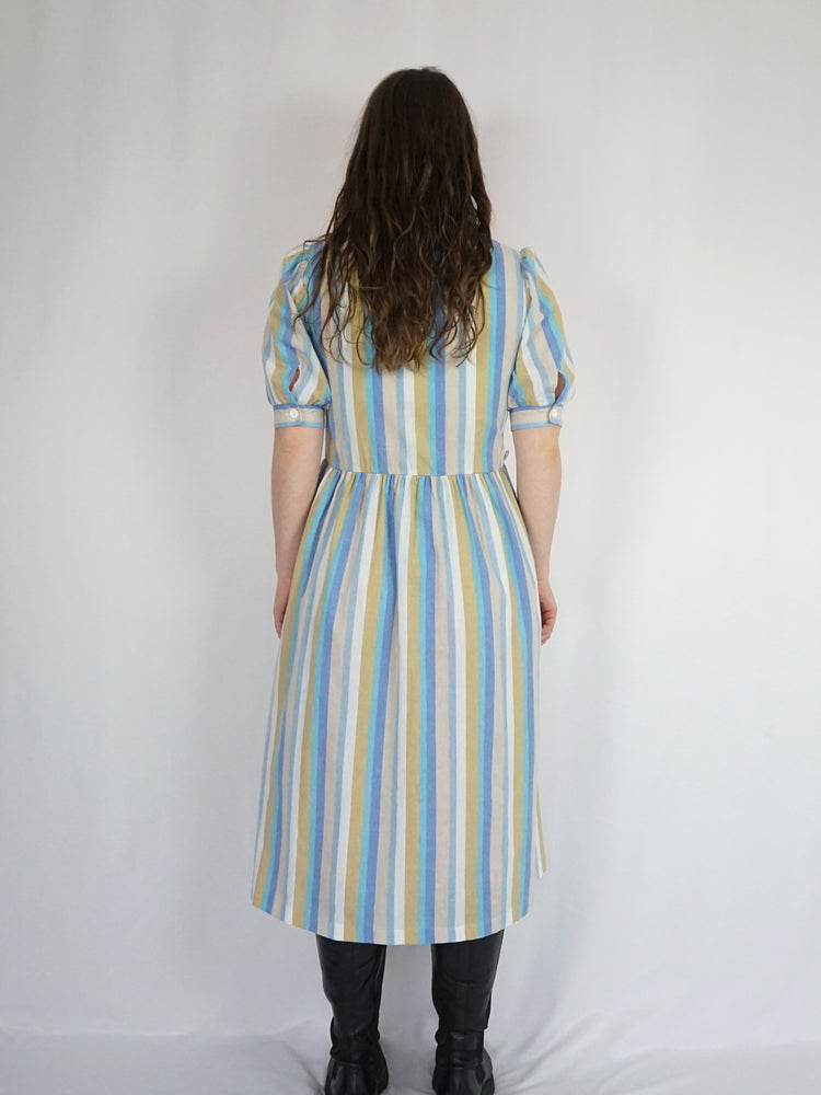 Colourful Striped Midi Dress - S