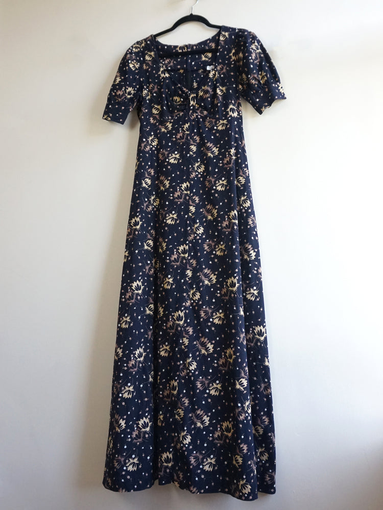 Black Floral Prairie Dress - S