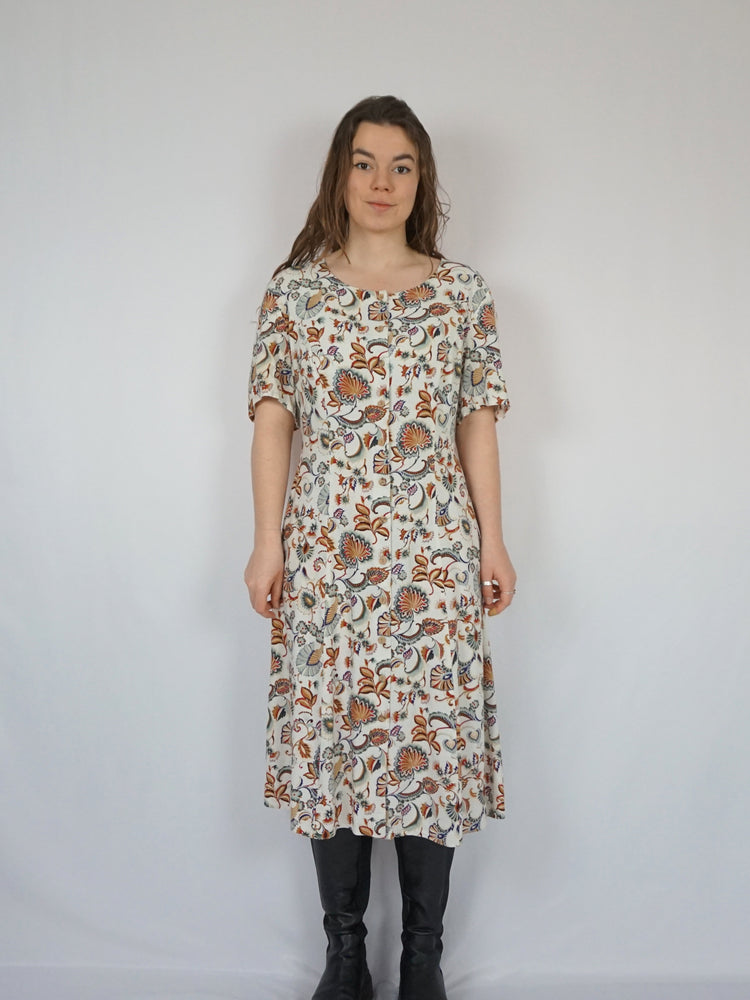 St Michael Patterned Linen Blend Dress - XL