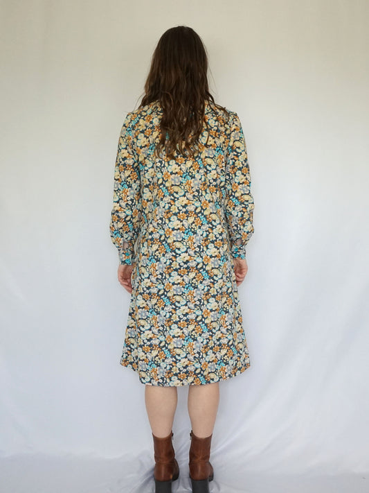 Floral Cotton Midi Dress - L