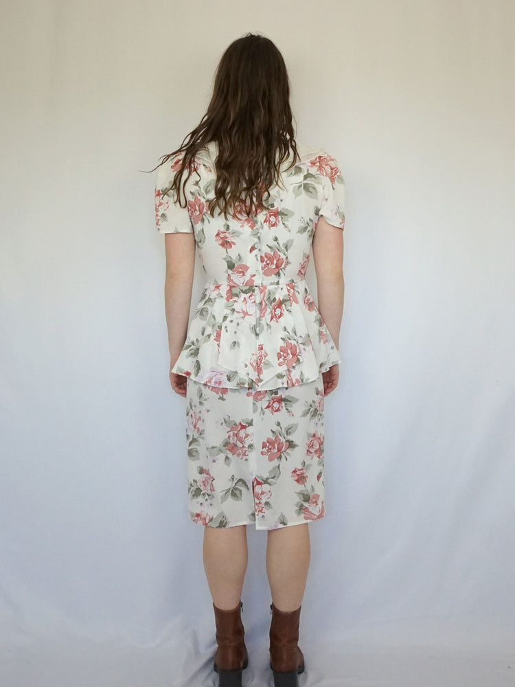 Floral Peplum Dress - S