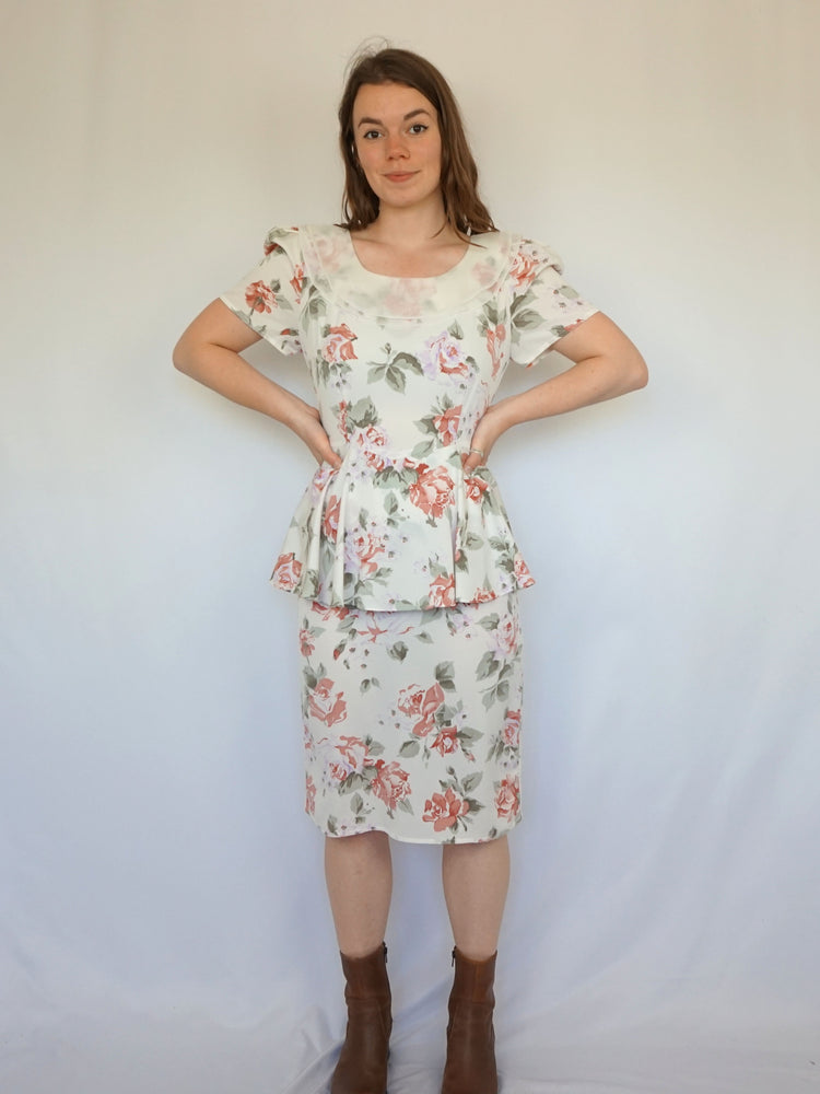 Floral Peplum Dress - S