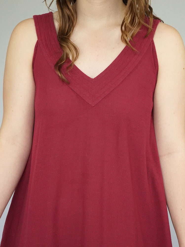 Burgundy Cheesecloth Dress - S