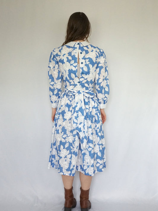 Light Blue Floral Cotton Dress - XS/S