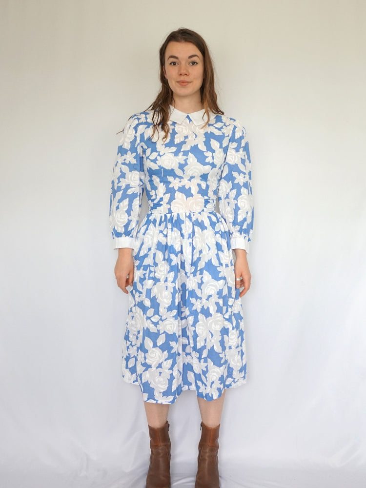 Light Blue Floral Cotton Dress - XS/S