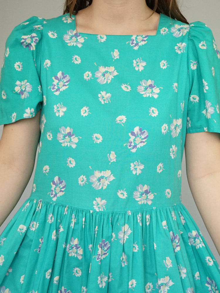 Green floral Laura Ashley Dress - M