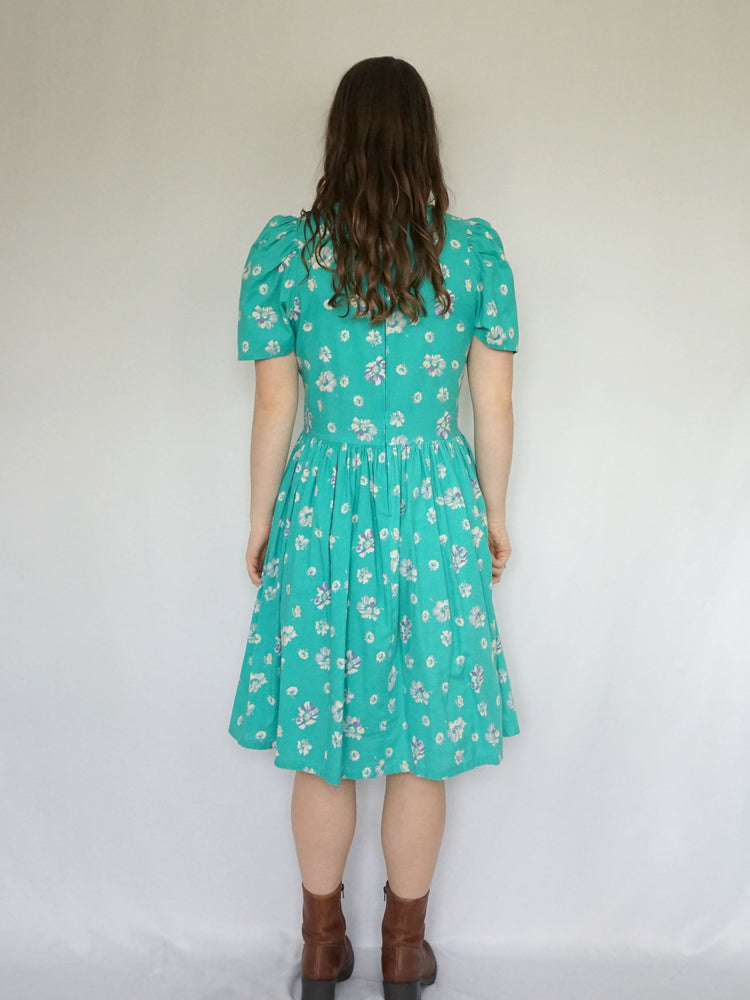 Green floral Laura Ashley Dress - M