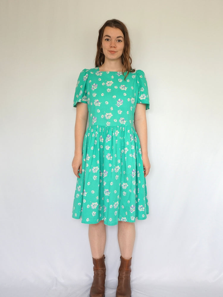 Green floral Laura Ashley Dress - M