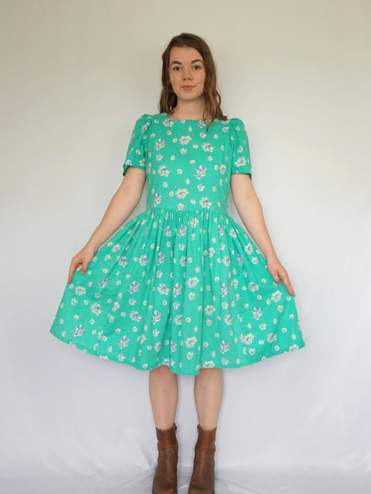 Green floral Laura Ashley Dress - M