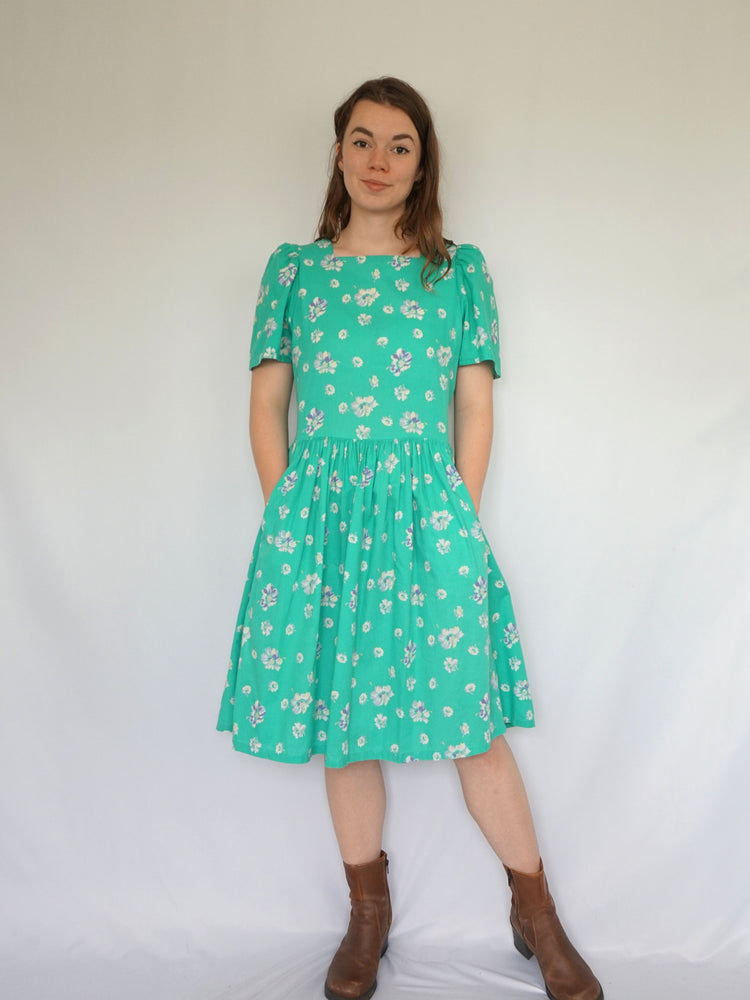 Green floral Laura Ashley Dress - M