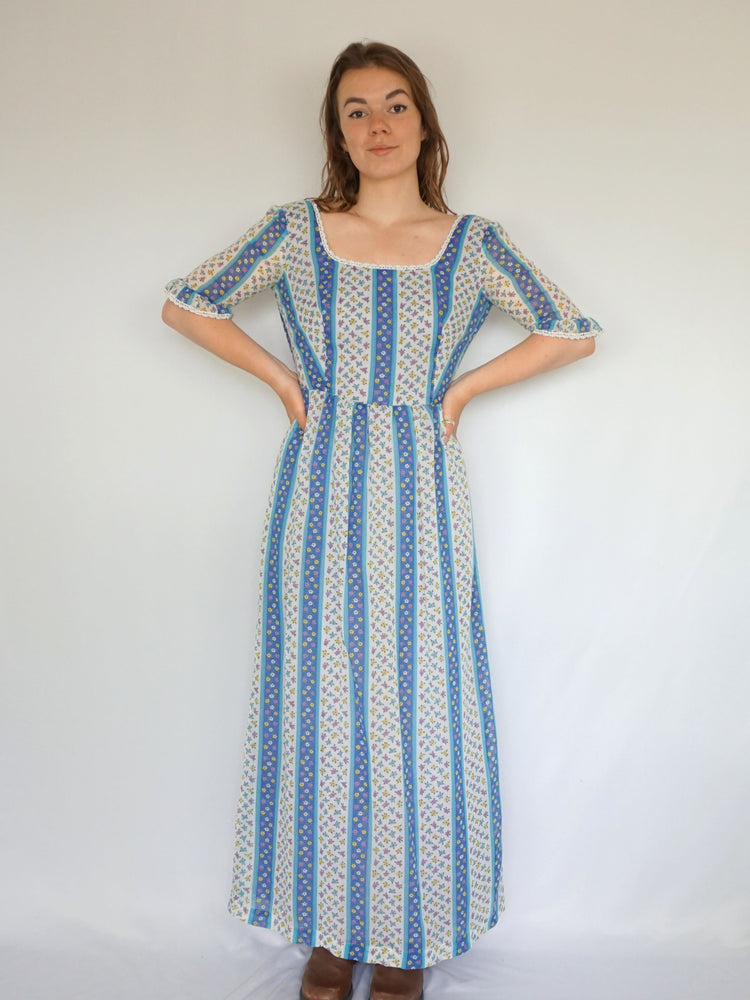 Floral Striped Maxi Dress - XS