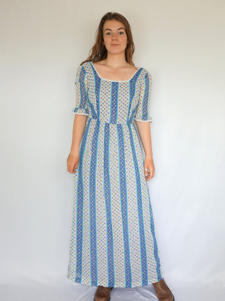 Floral Striped Maxi Dress - XS