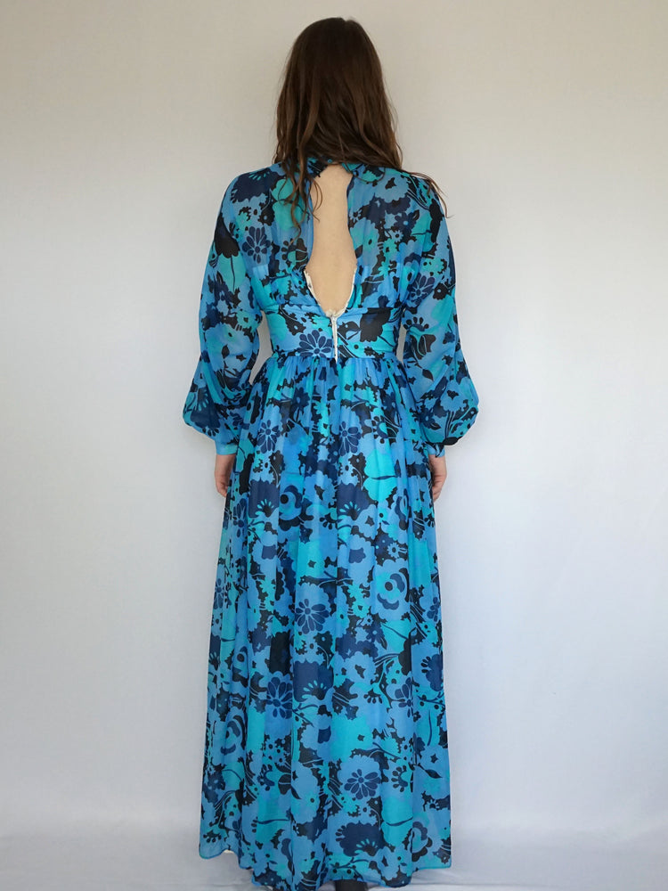 Floral Chiffon Maxi Dress - S