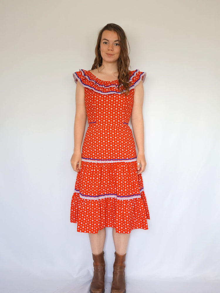 Tiered Cotton Midi Dress - XS