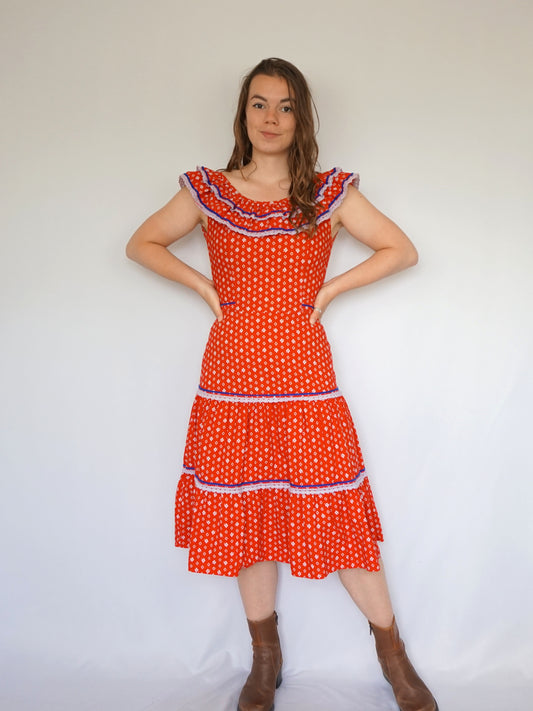 Tiered Cotton Midi Dress - XS