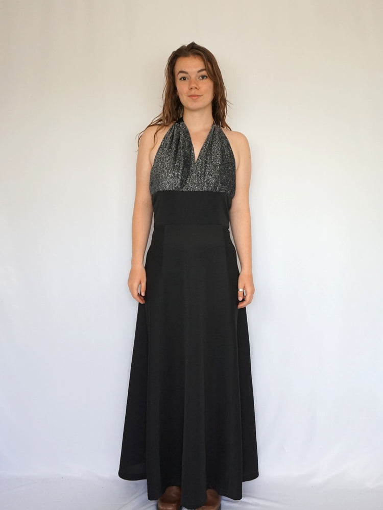 Lurex Halterneck Maxi Dress - M