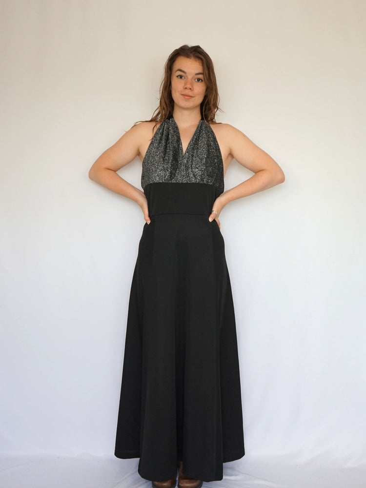 Lurex Halterneck Maxi Dress - M