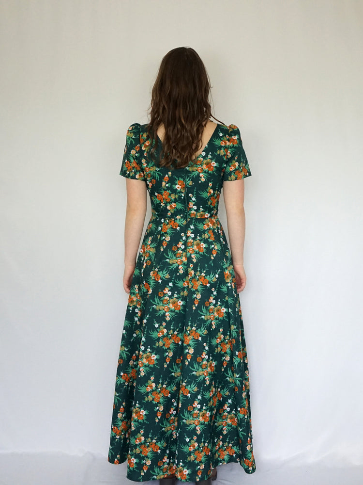 Green Floral Maxi Dress - S