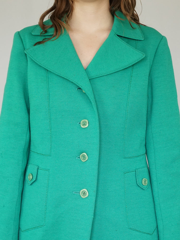 Green Wool Trench Coat - M