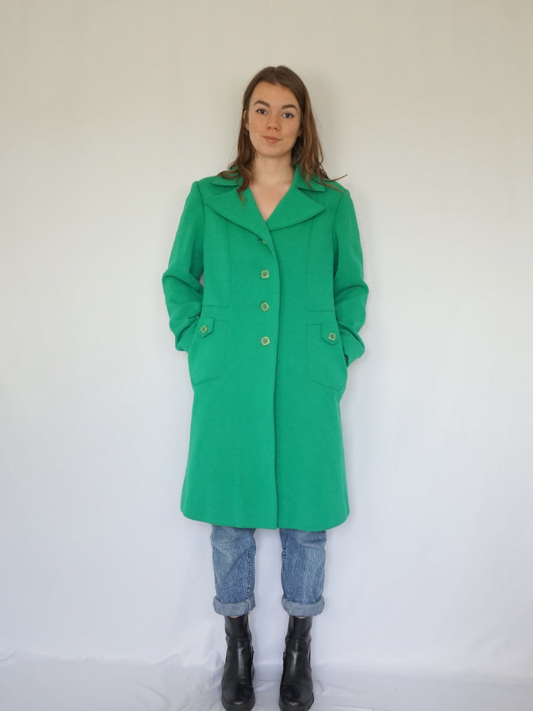 Green Wool Trench Coat - M