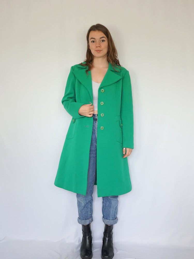 Green Wool Trench Coat - M