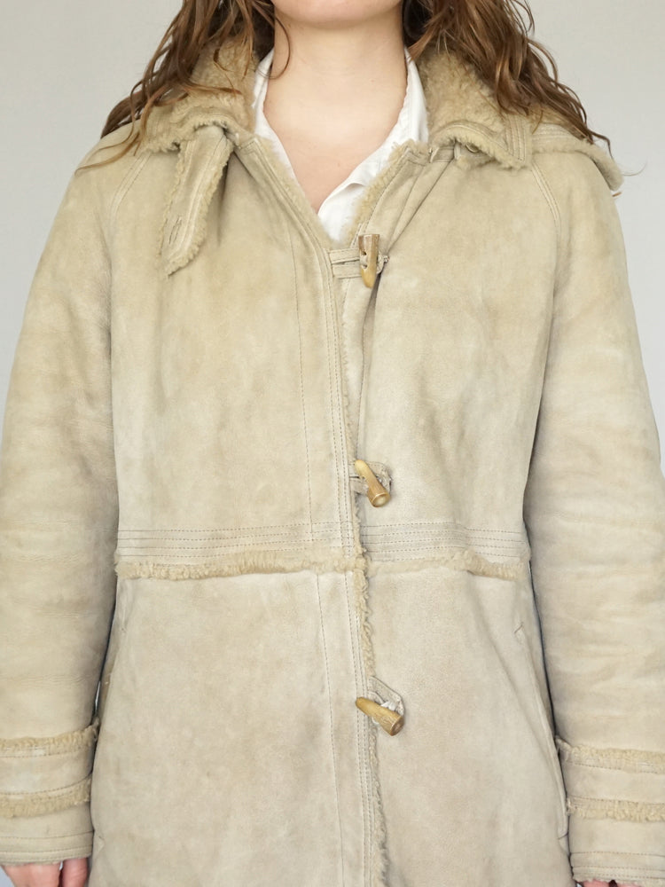 Hooded Sheepskin Coat - M