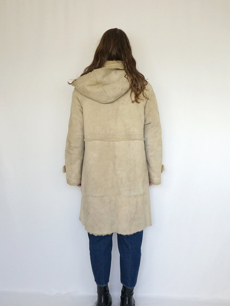 Hooded Sheepskin Coat - M