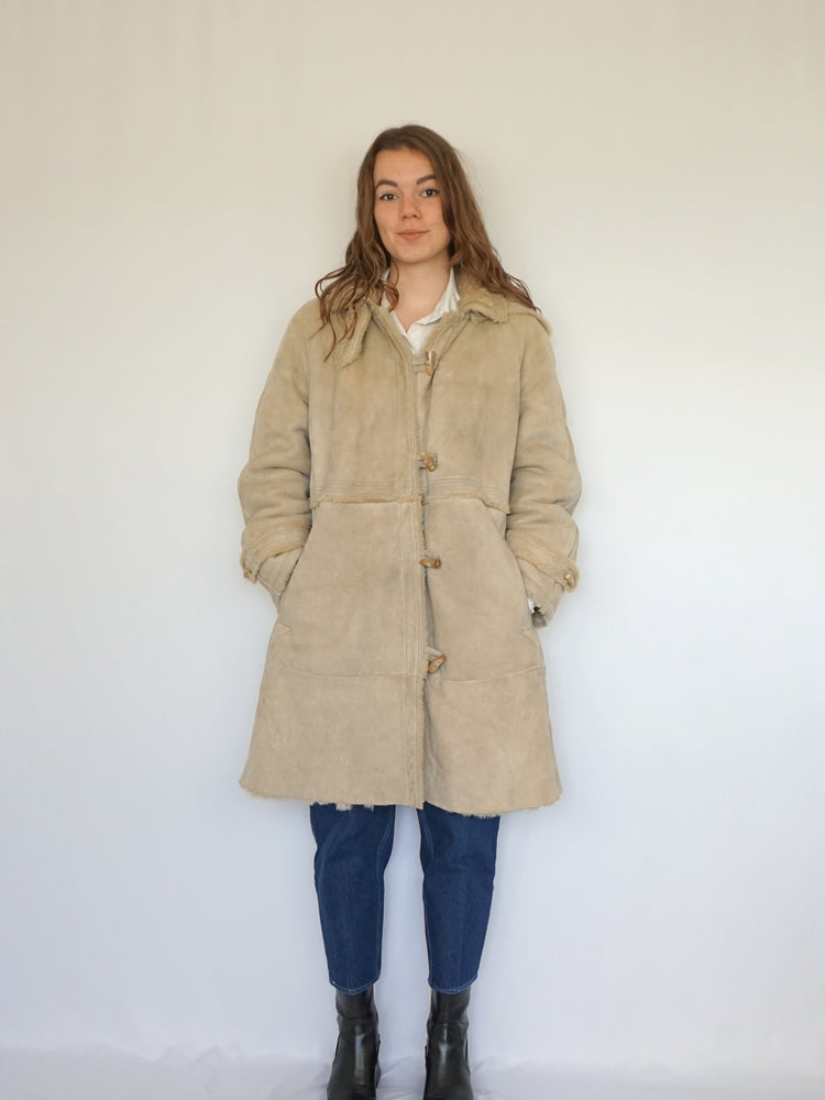 Hooded Sheepskin Coat - M