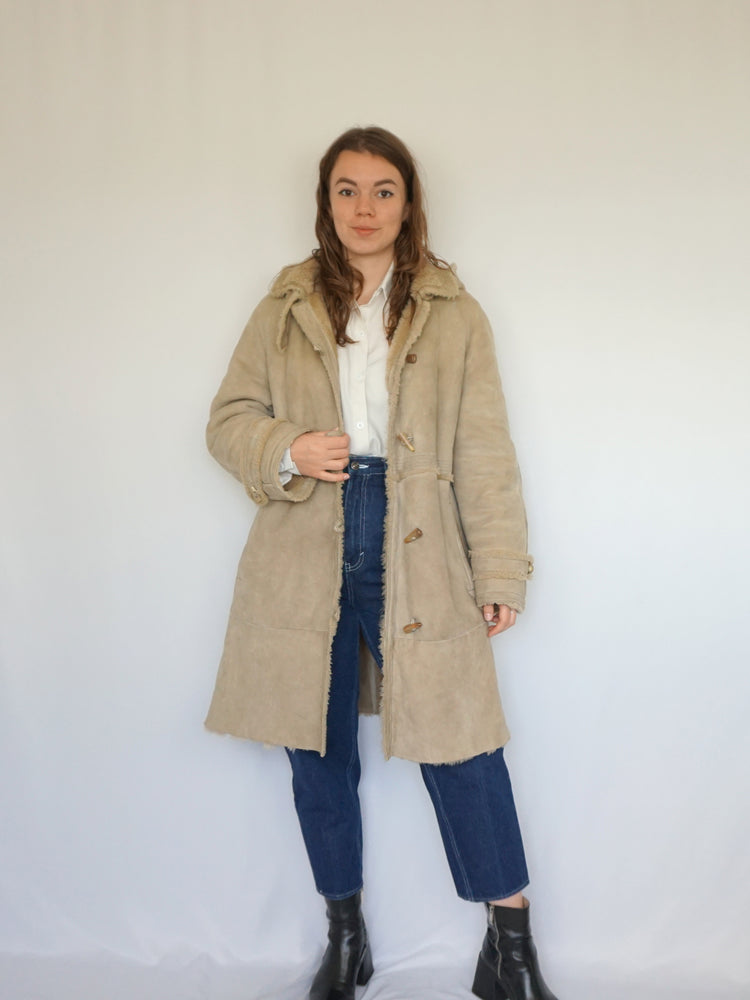 Hooded Sheepskin Coat - M