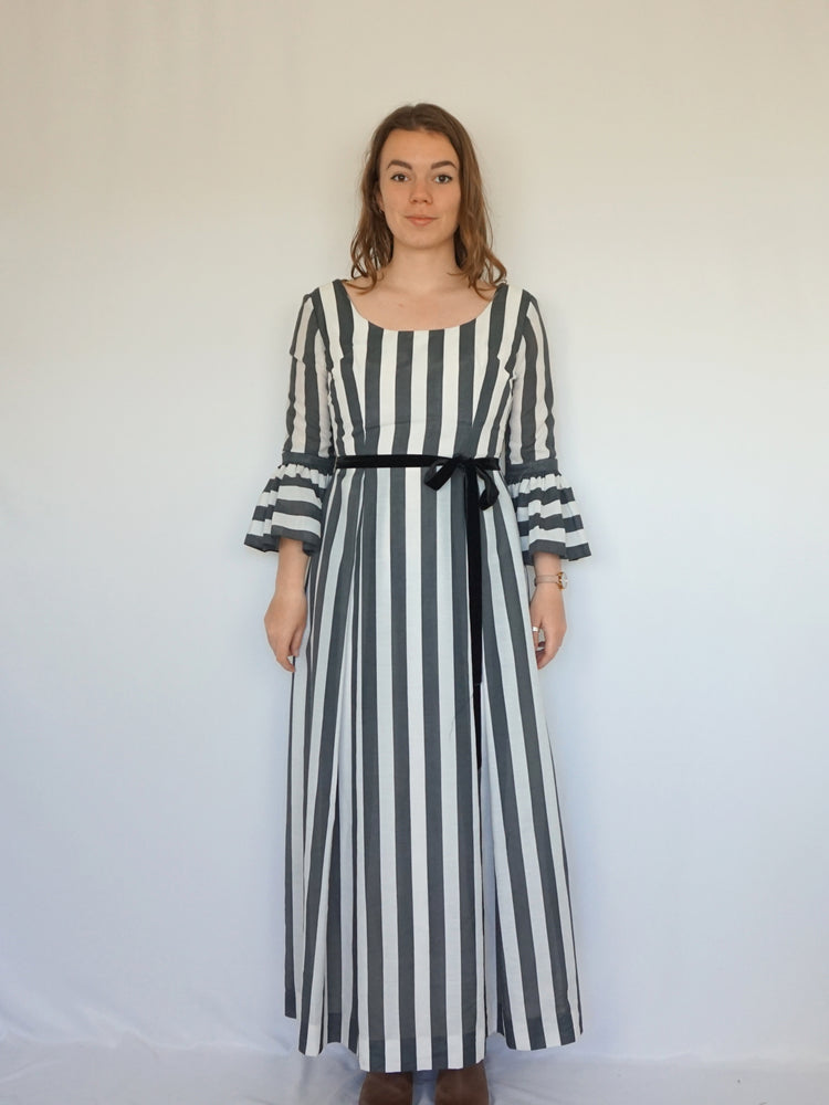 Monochrome Striped Maxi Dress - S