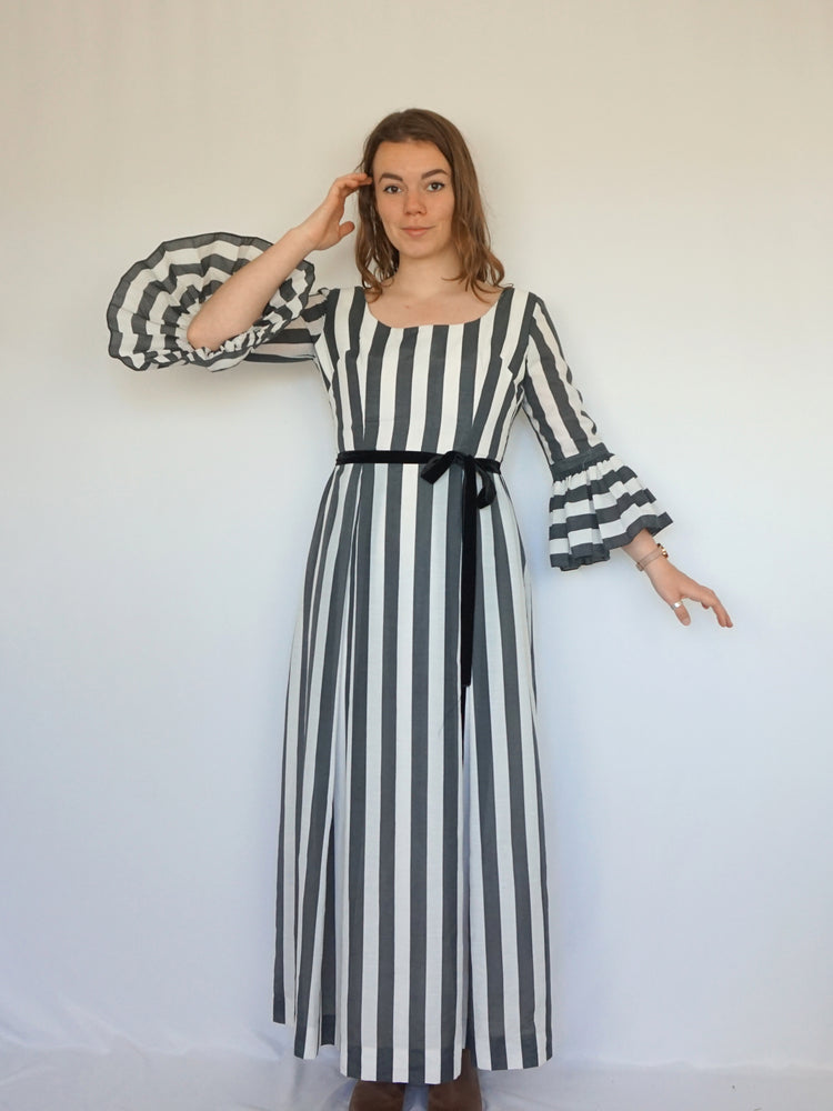 Monochrome Striped Maxi Dress - S