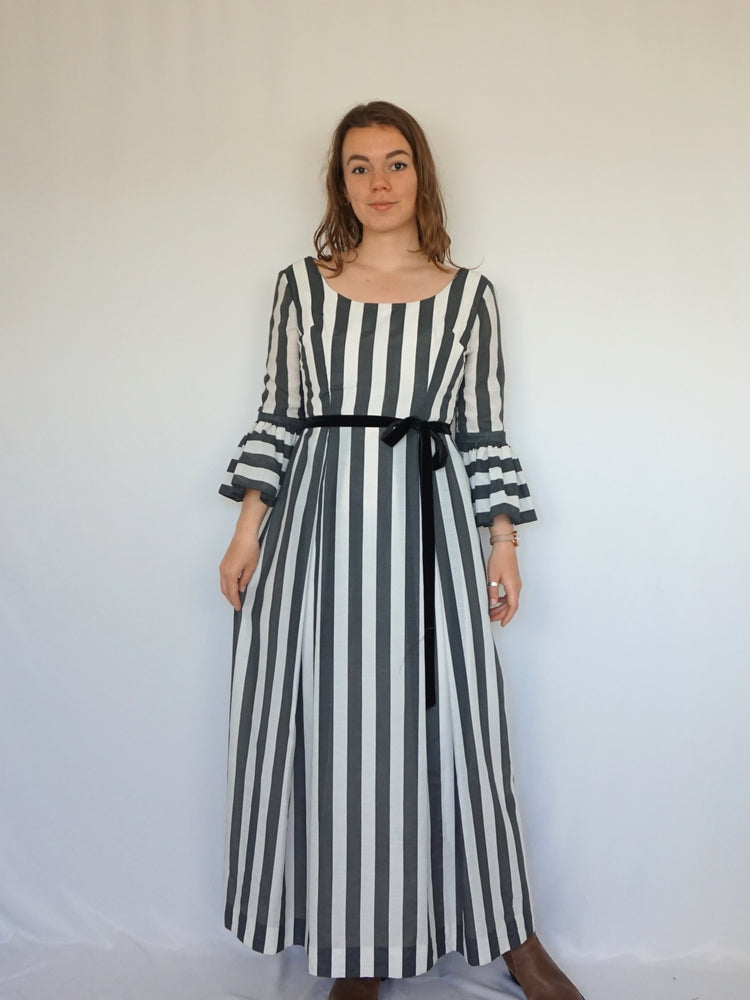 Monochrome Striped Maxi Dress - S