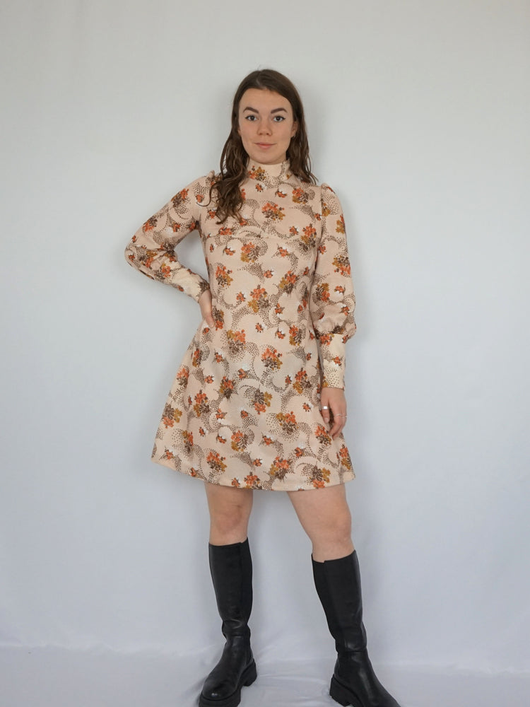 Puff Sleeve Mini Dress - S