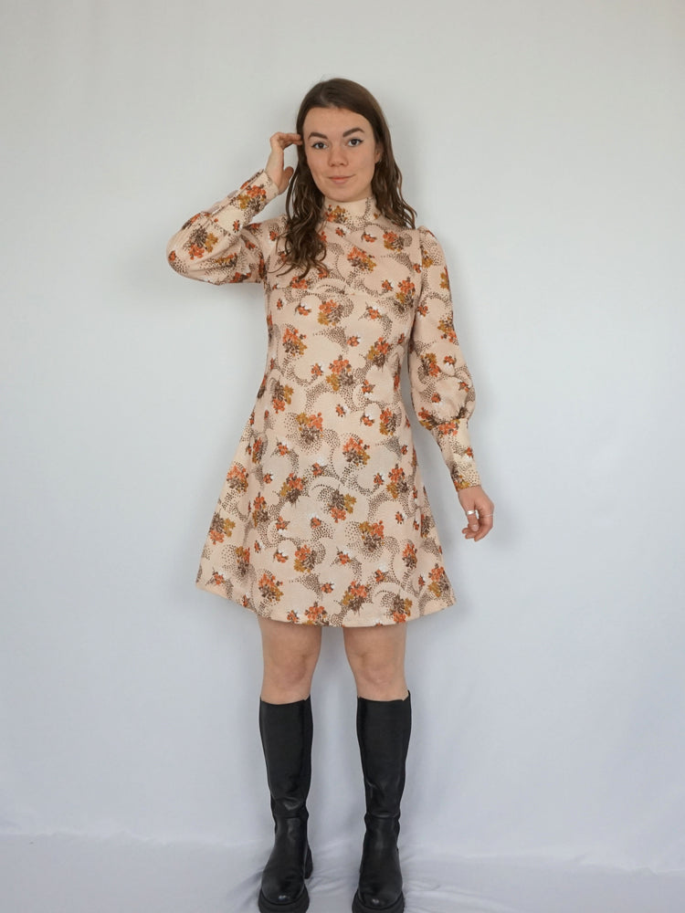 Puff Sleeve Mini Dress - S