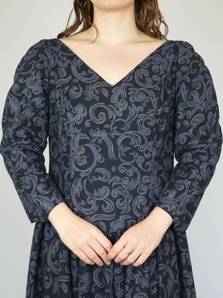 Laura Ashley Black Patterned Dress - L