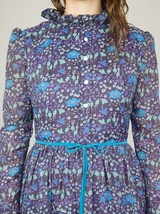 Purple Floral Prairie Dress - S