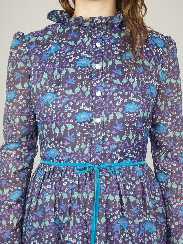 Purple Floral Prairie Dress - S