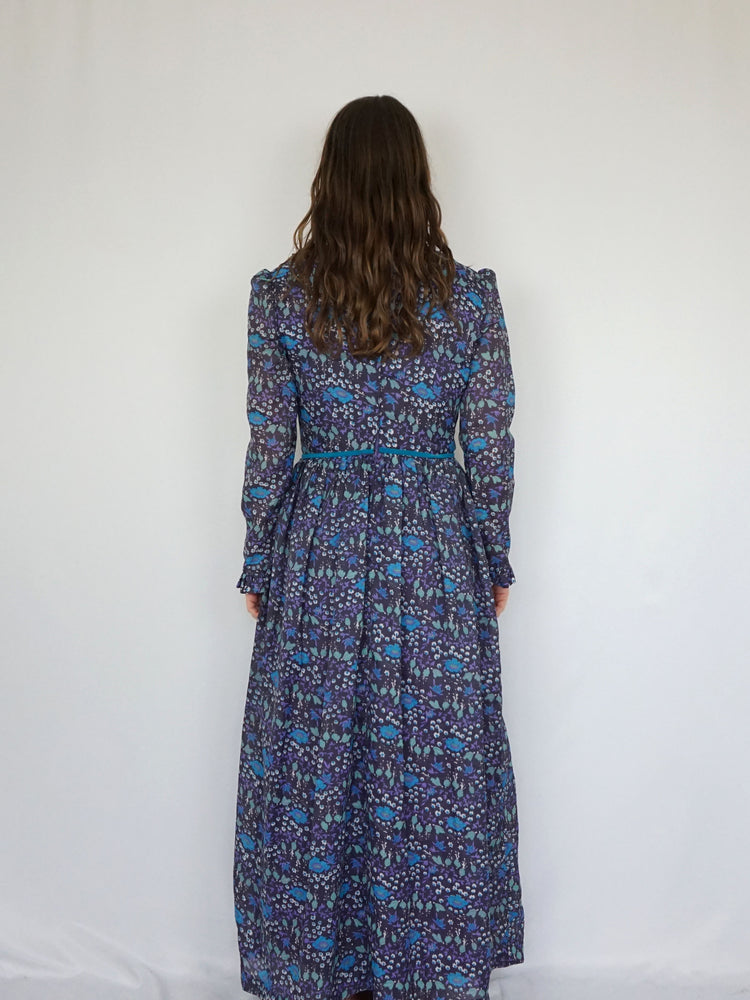 Purple Floral Prairie Dress - S