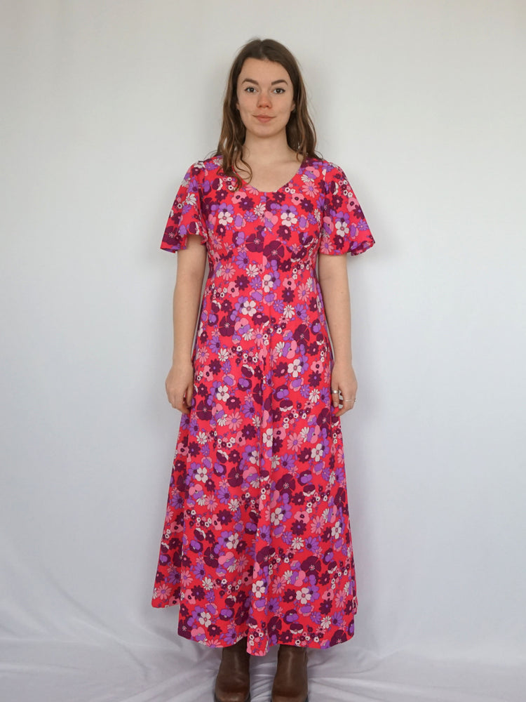 Pink Flower Power Maxi Dress - S