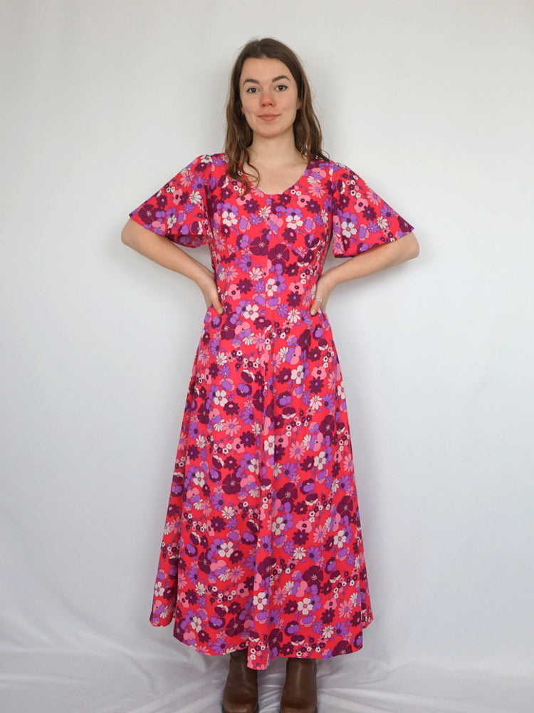 Pink Flower Power Maxi Dress - S