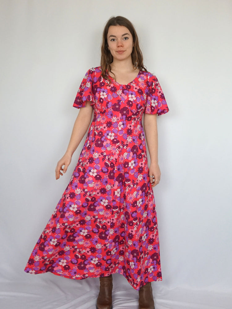 Pink Flower Power Maxi Dress - S